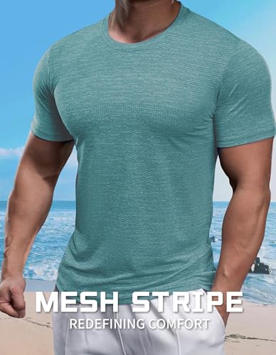 AhaAha Selected Softest Quick Dry Short Sleeve Crew Neck Men's T-Shirt Utmost Breathable Comfort Moisture Wicking Tee3