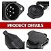 CyperFair Trailer 7-pin Round Plug, Plug and Play Trailer Adapter for Signal Light Display, Power Cord Connector with Protective Cover, Universal Semi Truck Trailer Wiring Harness Car End (Black)