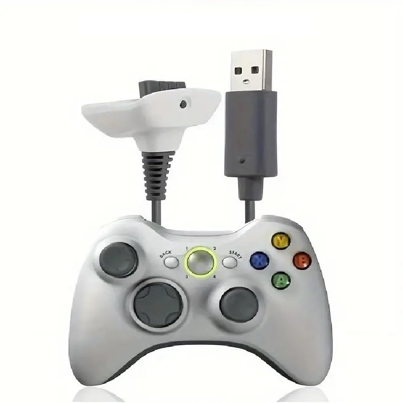 TECHZOCO Cable carga para el Mando Inalámbrico compatible con XBOX 360, Cable USB para mando Xbox 360 Slim, Cargador USB Compatible con Xbox 360, 4800 mAh, Longitud de 1.80 metros, Blanco