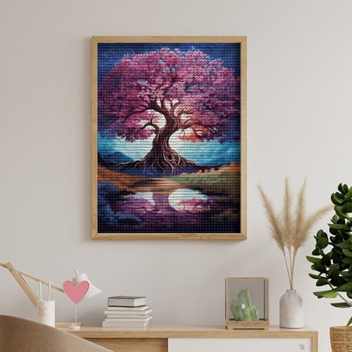 Kit d'art diamant de broderie diamant arbre coloré pour décoration murale DIY