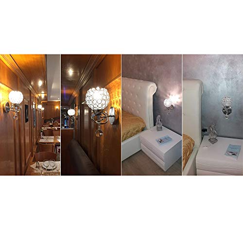 Ygapuzi Modern Crystal Wall Light Flush Mount Wall Sconces Lamps Chrome Finish Bedside Lighting Fixture With E27 Socket, For Living Room Bathroom Bedroom And Hallway (Plug In) #TOP6