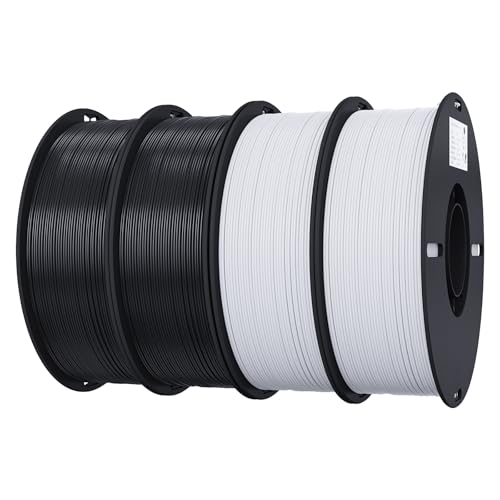 Image of Creality 3D Printer Filament Bundle 4KG, 4 Pack 1kg Spool(2.2lbs) 1.75mm PLA Filament Bulk + /- 0.02mm, for Most FDM 3D Printers, White and Black
