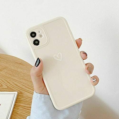 ZTOFERA TPU Case for iPhone 11, Glossy Soft TPU Case with Simple Heart Pattern, Slim Light-wight Protective Bumper Cover for iPhone 11 (6.1") - White
