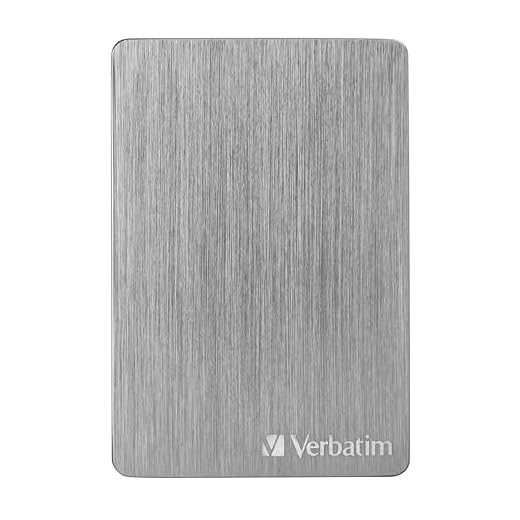 Verbatim Store 'n' Go ALU Slim I 1 TB I Plata I Disco Duro Externo I USB 3.2 Gen 1 I Disco Duro Externo de Aluminio I para Windows & Mac OS X I Disco Duro portátil I Disco Duro USB