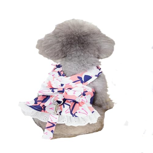 Morycat可愛い D カン ペット犬の服 綿 お姫様 ワンピース 蝶結び 猫服 通気性 肌触り良好 チワワ トイプードル ダックスフンド ミニチュア おしゃれ 普段使い お出かけ 散歩 記念日 誕生日 小型犬服 春夏用 (ピンク,XS)