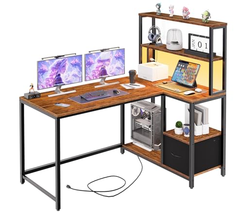 HOOBRO L Shaped Gaming Desk, 46 Inch Reversible...