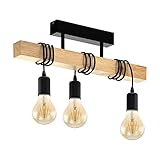iluminacion madera townshend-plafonnier 3 luces barra madera L55 cm negro Eglo