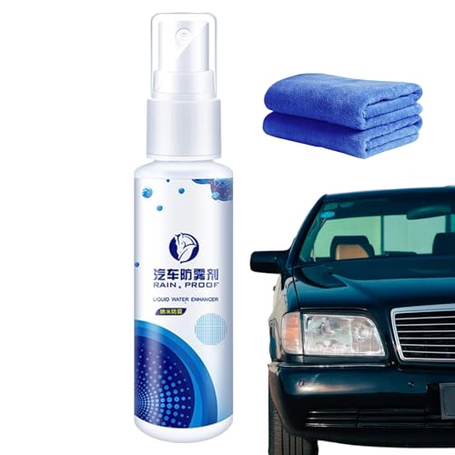 Spray antiniebla para parabrisas, desenfogador para parabrisas, con gamuza – Agente antilluvia para espejos y cristales exterior interior y conducción de invierno y al aire libre