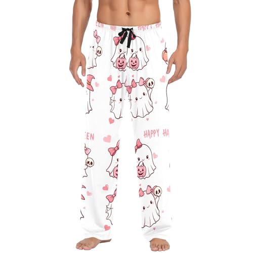 Four Cute Spirits Men's Cotton Pajama Pants with Pockets and Drawstring Comfortable and Stylish,S2