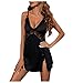 Damen Spitze Nachtkleid V-Ausschnitt Satin Schlafanzug Kurz Sexy Pyjama Schlafanzug Ärmellos Babydoll Dessous Kleid Negligee Cami Top Lingerie Reizwäsche Sleepwear