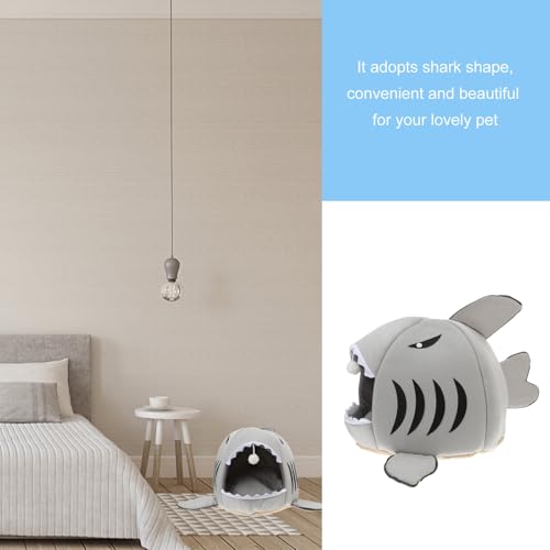 Lit pour chien et chat requin chaud avec coussin lavable en coton - 5