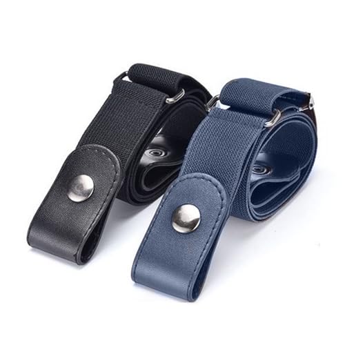 AOEVUIR 2 pcs Gürtel Elastischer Stretchgürtel Jungen und Mädchen Verstellbarer schnallenloser unsichtbarer Stretchgürtel mit Leder