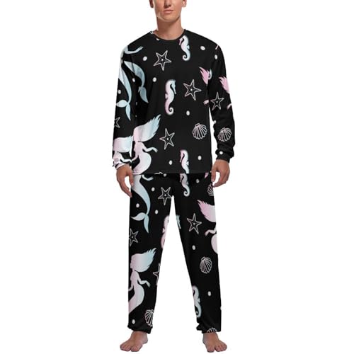 Ensemble pyjama homme sirène hippocampe vêtement de nuit confortable avec pantalon long