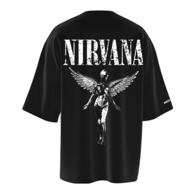 Image of Kurt Kobain Nirvana Oversized T Shirt for Men and Women Premium Heavy Gauge Cotton Drop Shoulder Baggy Streetwear T-Shirt