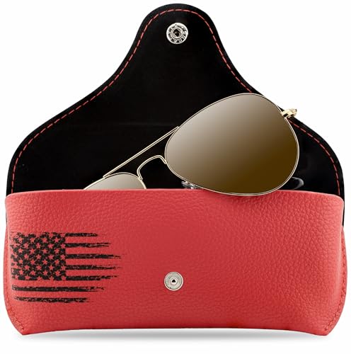 Image of Leather Glasses Case - Slim Glasses Case for Men and Women - Portable Sunglasses Case