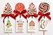Whimsical Christmas Lollipops Individually Wrapped Holiday Candy with Candy Magic Land Gift Tags– 4 Large Suckers Swirly Organic Tree Shapes Made in USA Stocking Stuffers & Gift-Wrap Decorations