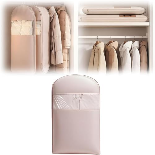 Space Saving Hanging Garment Bag with Self Compression Zipper,2025 Upgrade Space Saver Closet Organizers,Winter Coat Storage,Dust Cover Clothes Bags for Down Coat