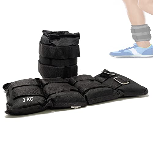 FFitness Pesi per Riabilitazione di Polsi, Mani, Caviglie, Polpacci 2 x 3 kg Regolabili