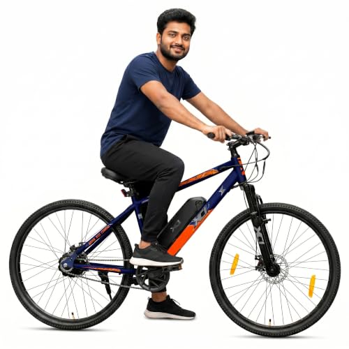 Image of XCi Stormbreaker X1 | Electric Cycle | 7.8Ah Battery | 27.5T | Front Suspension | 250 Watt IP65 BLDC Motor | 85% pre-Assembled | 2 Years Battery Warranty | Blue Orange