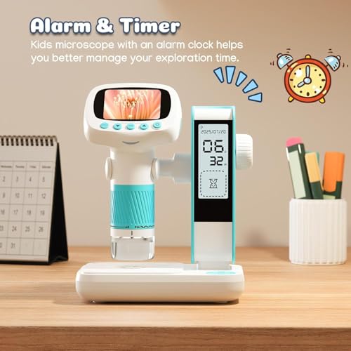 Image of Tobo Microscope for Kids 1000X Portable Handheld Microscopes Base Stand, 2 inch HD Screen Pocket Microscope Support Camera and PC Video Digital Microscopes for Kids Over 3 Years Old (Blue)