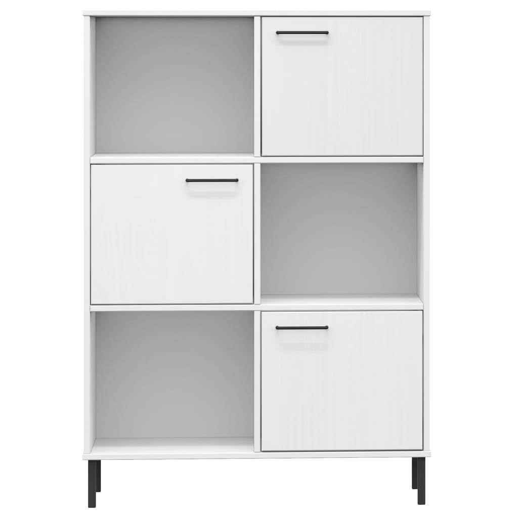 Biblioteka 6 przegródek drewno lita sosna biała 90x35x128,5 cm | Wytrzymałe metalowe nóżki, dołączony uchwyt ścienny, instrukcja montażu w zestawie, do przechowywania książek i czasopism