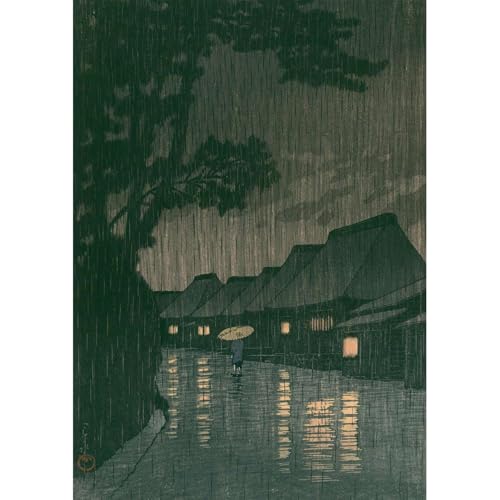 ROSSOGRAFICO 川瀬巴水 ポスター 相州前川の雨 版画集 日本画 複製画 風景画 日本製 A3