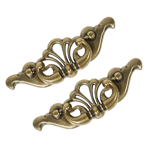 HOUSEHOOK 4-Pack Antique Brass Bail Drawer Pulls, 3-3/8" Hole Centers,