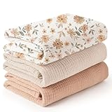 Konssy 3 Pack Muslin Swaddle Blankets for Unisex, Newborn Receiving Blanket, Large 47 x 47 inches, Soft Breathable Muslin Baby Swaddles for Boys & Girls