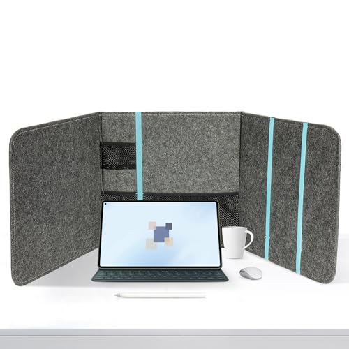 ERGO COLLECT Schreibtisch Trennwand 2 Stück Sichtschutz Schreibtisch Tragbare Trennwände Tischdividieren für Klassenzimmer-Privatsphäre-Bildschirme für Erwachsene und Studenten 120 x 39 cm Filz
