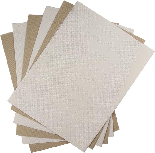 Image of KCS 4 /6 pc of 12 inch x 18 inch(30cmx45cm) 18CT Counted Cotton Aida Cloth Cross Stitch Fabric (6 pc, Ecru+Khaki)