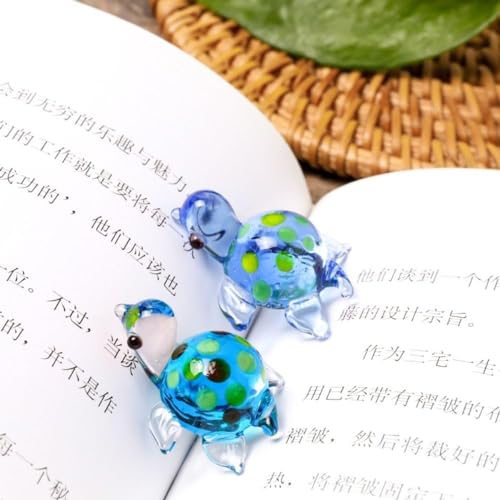 Image of Blue Glass Miniature Turtle Figurine - Aquarium Landscaping, Collectible Glass Turtle - 2.8 x 2.2 x 1cm