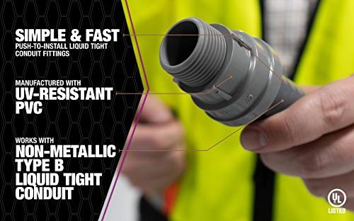 Southwire Ltnm-Cp-050 1/2" Liquid Tight Non-Metallic Push Install Lt Coupling, Black #TOP2