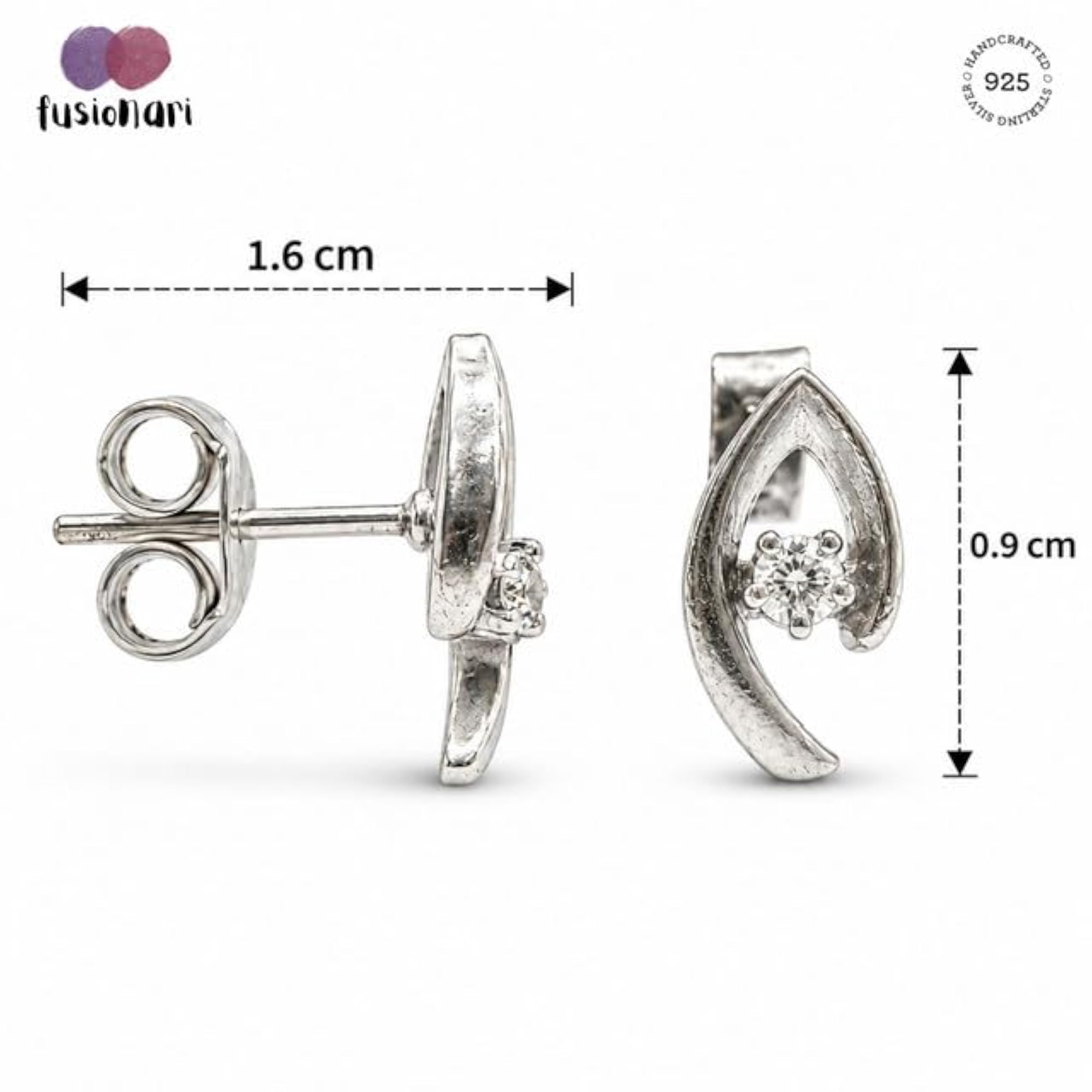 Women's 925 Sterling Silver Leaf Inspired Zircon Stud Earrings