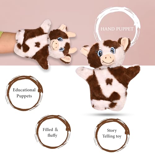 Image of Besties Cow Hand Puppets for Kids - Soft Hand Puppets for Kids, Story Telling Puppet for Kids, Hand Puppet Toy, Plush Animals Hand Puppet Toys, Fun Play Learning Toys - (Cow Brown)