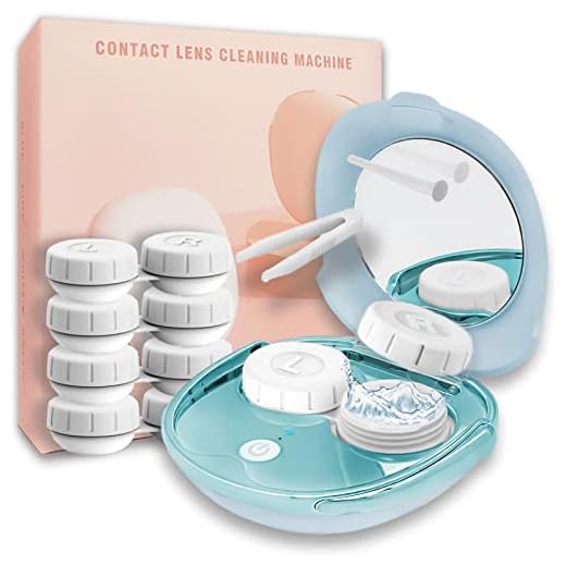 Contact Lens Cleaner, Portable Ultrasonic Contact Lens Cleaning Machine with USB Charger and Solution Soak Case Kit for Soft Lens, Colored Contact Lens, Hard Lens, RGP Lens and OK Lens (Blue)