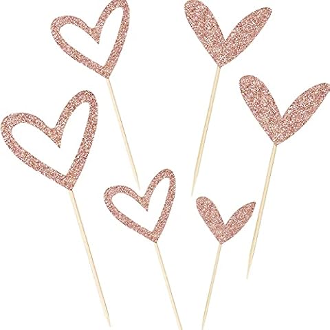 24 Rose Gold Glitter Cupcake Toppers Cover