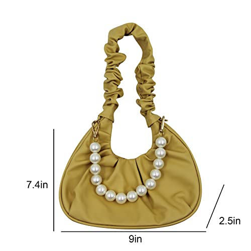 Image of RARITYUS Women Vintage Hobo Handbag Fashion Pleated Purse Shoulder Bag Underarm Small Tote