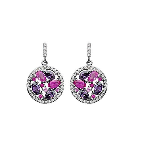 Boucles d'oreilles Harmonie rose en argent rhodié, bijoux suspendus d'une brillance durable