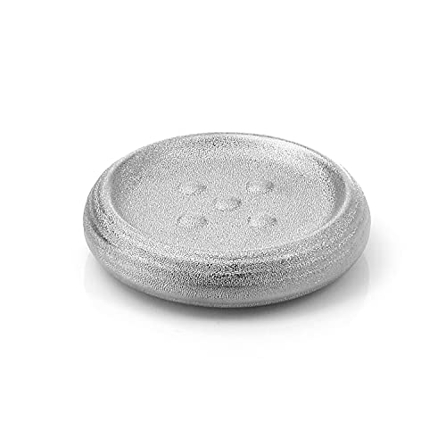 Gedy G-Astrid Bathroom Dish Silver, Dimensions 2.6 X 12 X 12 CM Weight 0.25 Kg, Ceramic Soap Holder, 2 Years, Design R&D, Unica