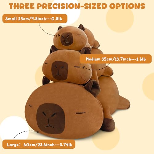 Image of TOYSYM Weighted Stuffed Animals, Capybara Plush with Weighted Beads, Cute Capybara Stuffed Animals Pillow Gifts for Adults Kids Boys Girls