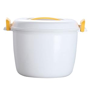 Luxshiny Microwave Rice Cooker 2-Cup Portable Rice Container Food Steamer for Home Cooking Soups Stews Pasta Compact Yellow
