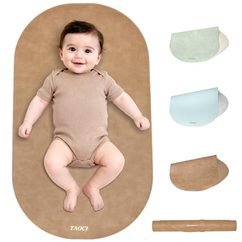 Image of Changing Pad Portable, Diaper Changing Pad, Baby Changing Mat, Waterproof & Wipeable Vegan Leather Change Pad for Home & Travel, Brown