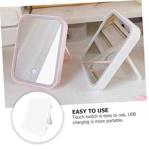 Uonlytech espejo rectangular portátil con luz LED y carga USB miniatura 6