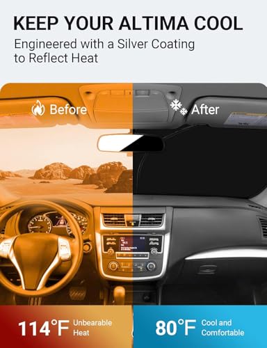Image of Proadsy 2026 Upgrade Front Windshield Sun Shade Foldable Sunshade Protector Custom Fit 2013-2018 Nissan Altima Accessories