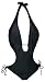 NWSC Women's Halter One Piece Monokini Swimsuit Bikini (L (10/12), Black)
