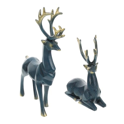 UKCOCO 2 Piezas De Adornos De Alce Nórdico Estatua De Reno De Pie Escultura De Animal Estatua De Ciervo Adornos De Reno para Vitrina De Vinos Adorno De Reno para El Hogar Estatuas