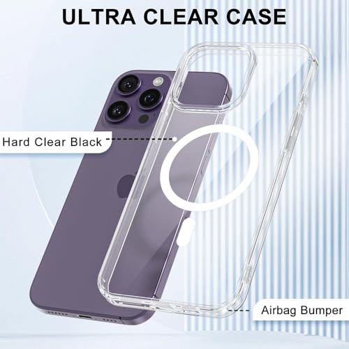 Image of DIZORO Crystal Clear Magnetic Compatible with iPhone 14 Pro Max Case with Anti-Yellow Anti-Scratch | Shockproof Transparent Cover