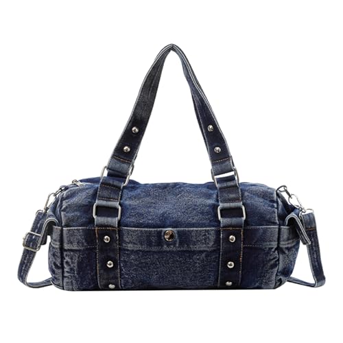 Sac à bandoulière en jean pour femme style punk avec rivets et poches