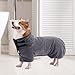 PETTOM Hundebademantel, Bademantel Hund Extra Saugfähig, Hunde Bademantel Mikrofaser Schnelltrockend, Hundetrockenmantel für Große Hunde (L, Grau)