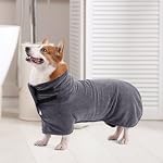 PETTOM Hundebademantel, Bademantel Hund Extra Saugfähig, Hunde Bademantel Mikrofaser Schnelltrockend, Hundetrockenmantel für Mittelgroße Hunde (S, Grau) – Bild 5